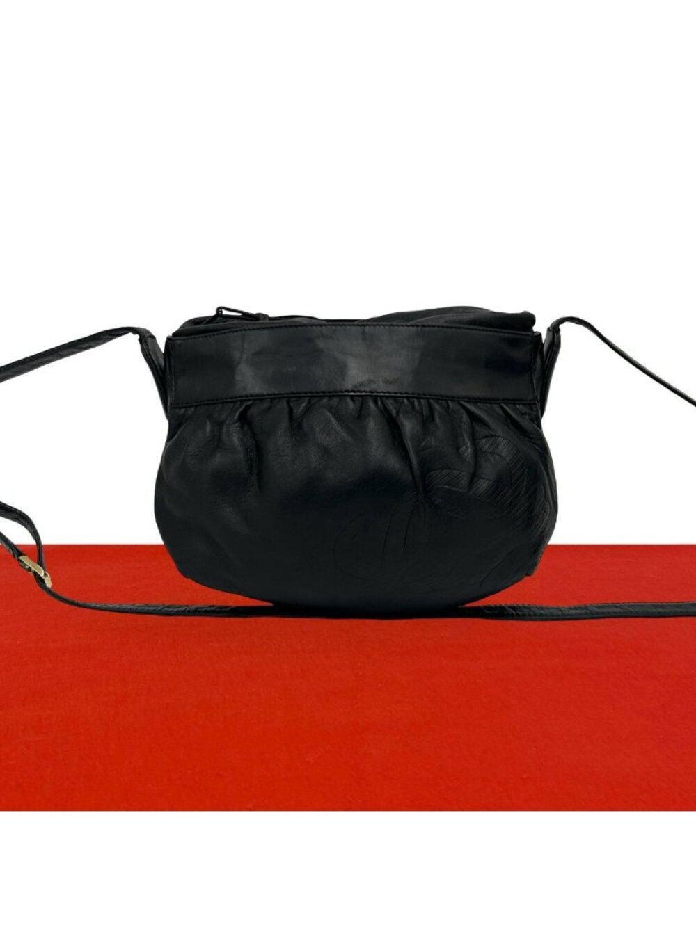 Loewe Vintage Anagram Logo Nappa Leather Shoulder Bag Pochette Crossbody Black